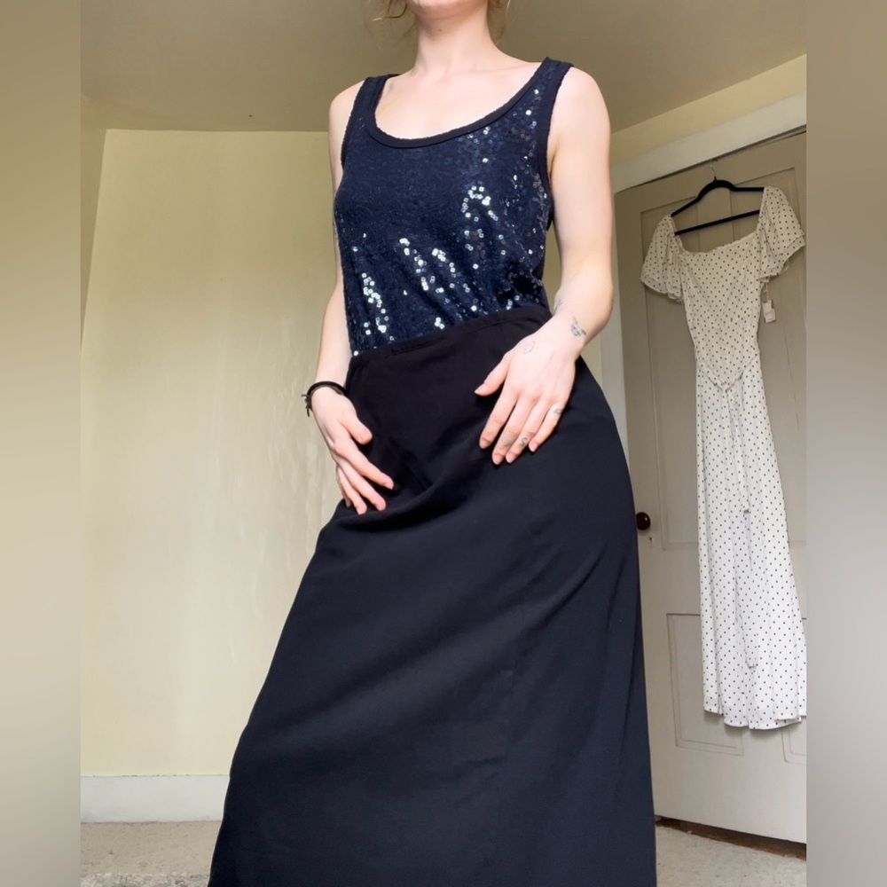 J. Crew Blue Sequin Sparkle Sleeveless Tank Top Raw Hem 100% Cotton Comfy Fun - Picture 9 of 12
